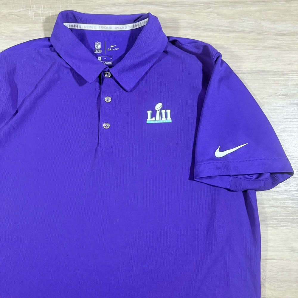 Nike Dri-fit Super Bowl LII Size XL Polo Shirt NFL Purple Stretch‎